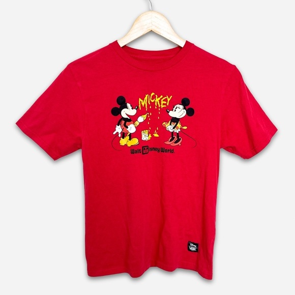 Disney Other - Disney X Vans Shirt Youth Large 50th Anniversary Mickey Minnie Mouse Red Paint